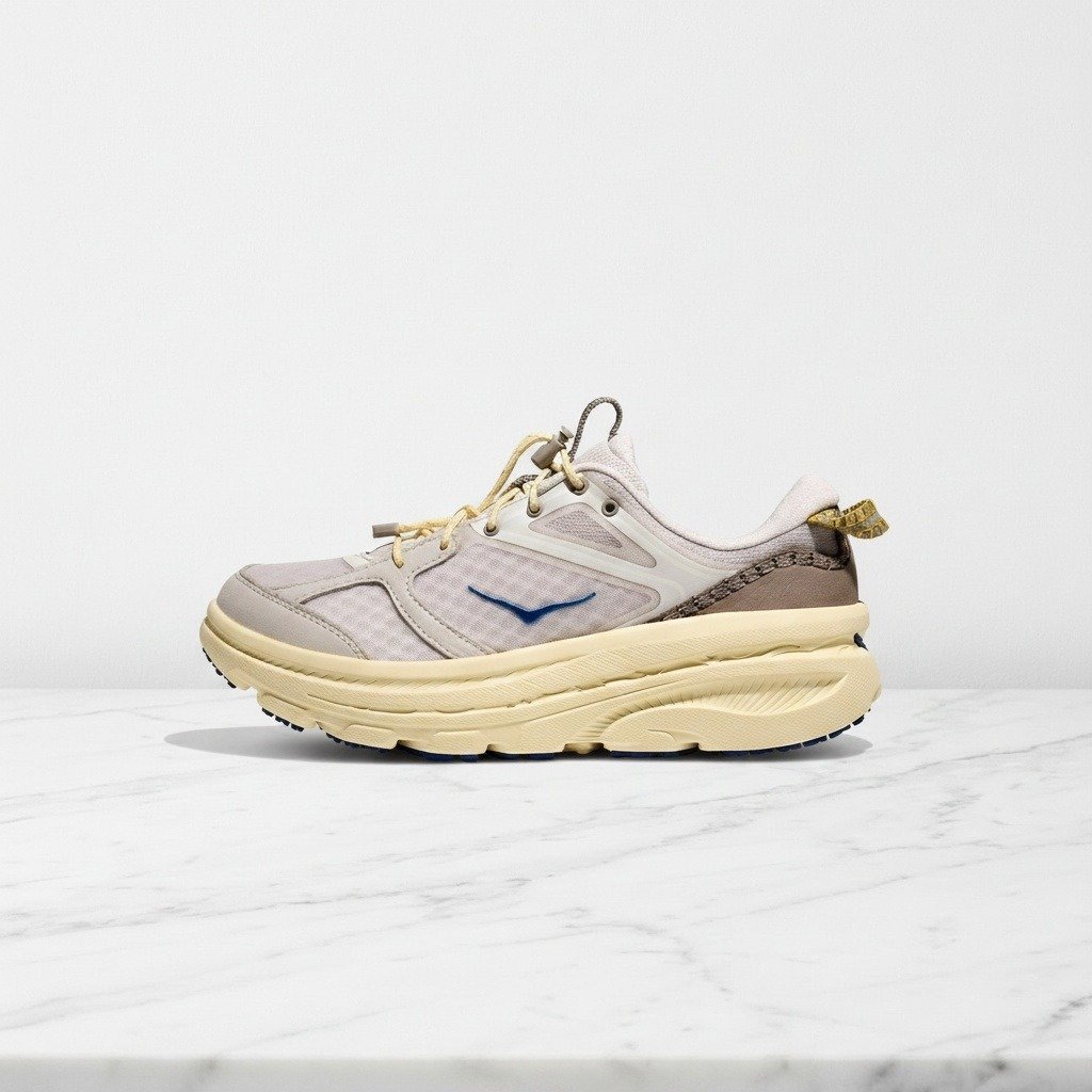 Hoka U Bondi B3LS, wygodne sneakersy unisex na co dzień, beżowo-szare, oddychająca siatka, miękka amortyzacja 1155351-GTV