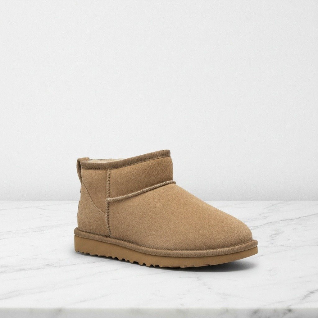 Wygodne śniegowce UGG Classic Ultra Mini Boot dla kobiet, brązowo-szare, na co dzień i do pracy 1116109-ALP