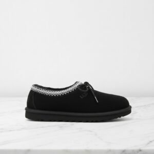 Wygodne kapcie UGG Tasman II na co dzień, czarny zamsz z futrem, unisex, do domu i na wyjście 1174671-BLK