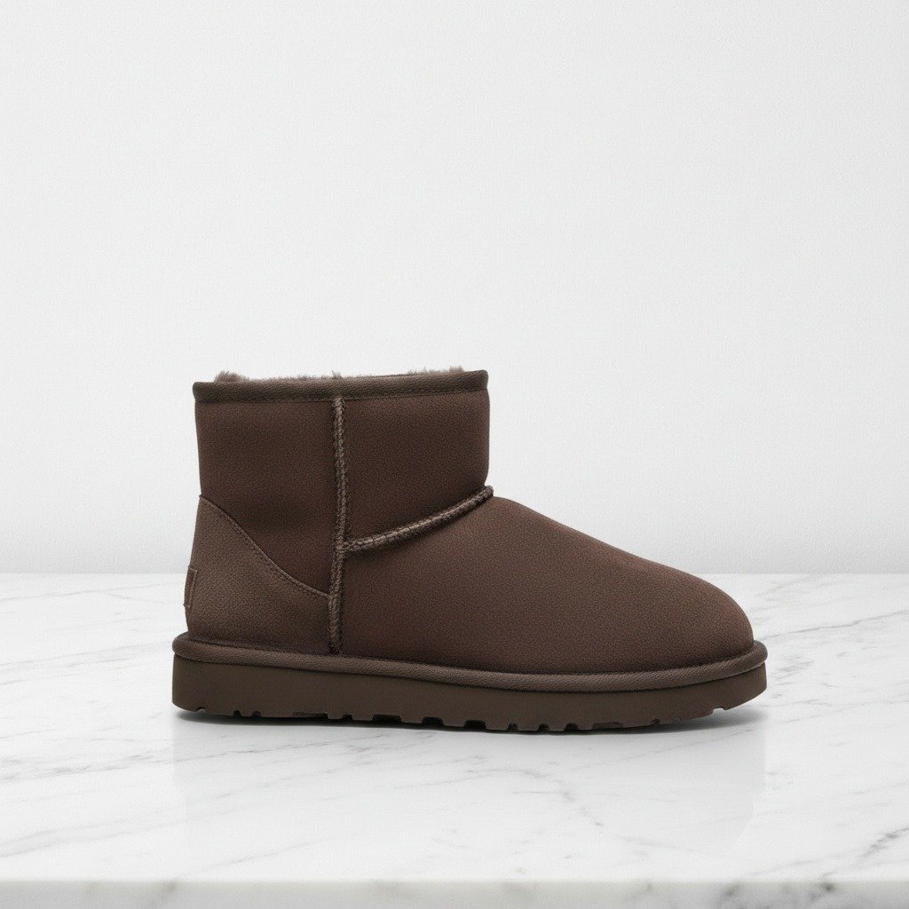 Buty zimowe damskie UGG Classic Mini II Boot, ciepłe i wygodne na co dzień, zamsz, brąz 1016222-BCDR