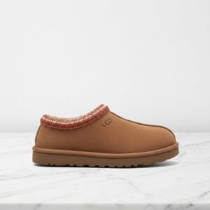 Wygodne kapcie na co dzień, UGG Tasman II Slippers damskie, beż z brązem, zamsz i futro 1174470-RYK