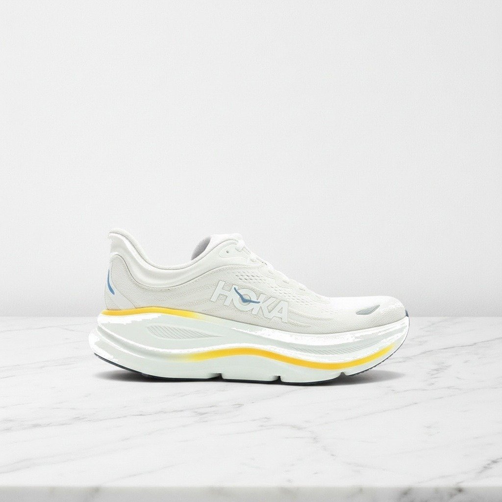 Buty Hoka Bondi 9 na co dzień, unisex, biało żółte, wygodna amortyzacja na cały dzień, oddychająca siatka 1162012-WGRT