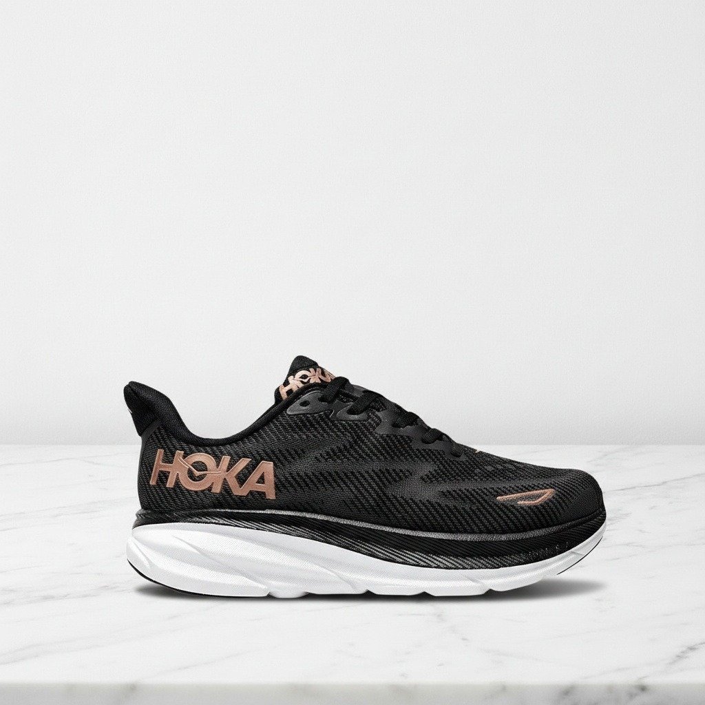 Wygodne buty na co dzień, Hoka Clifton 9 Black Copper, miękka amortyzacja, unisex, czarny z brązem 1127896-BCPPR