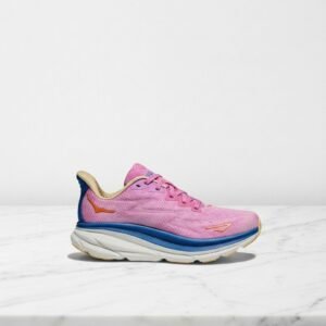 Hoka Clifton 9 na codzienne noszenie, wygodne sneakersy unisex, różowo-niebieskie, lekka amortyzacja, 1127896-CSLC