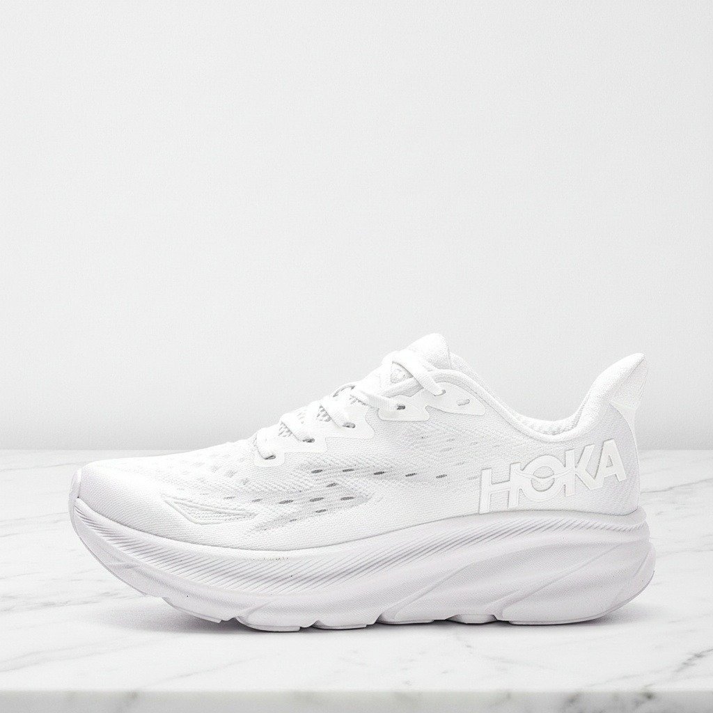 Buty sportowe Hoka Clifton 9 Wide Triple White, wygodne na co dzień, szeroki krój, białe, unisex 1132211-WWH