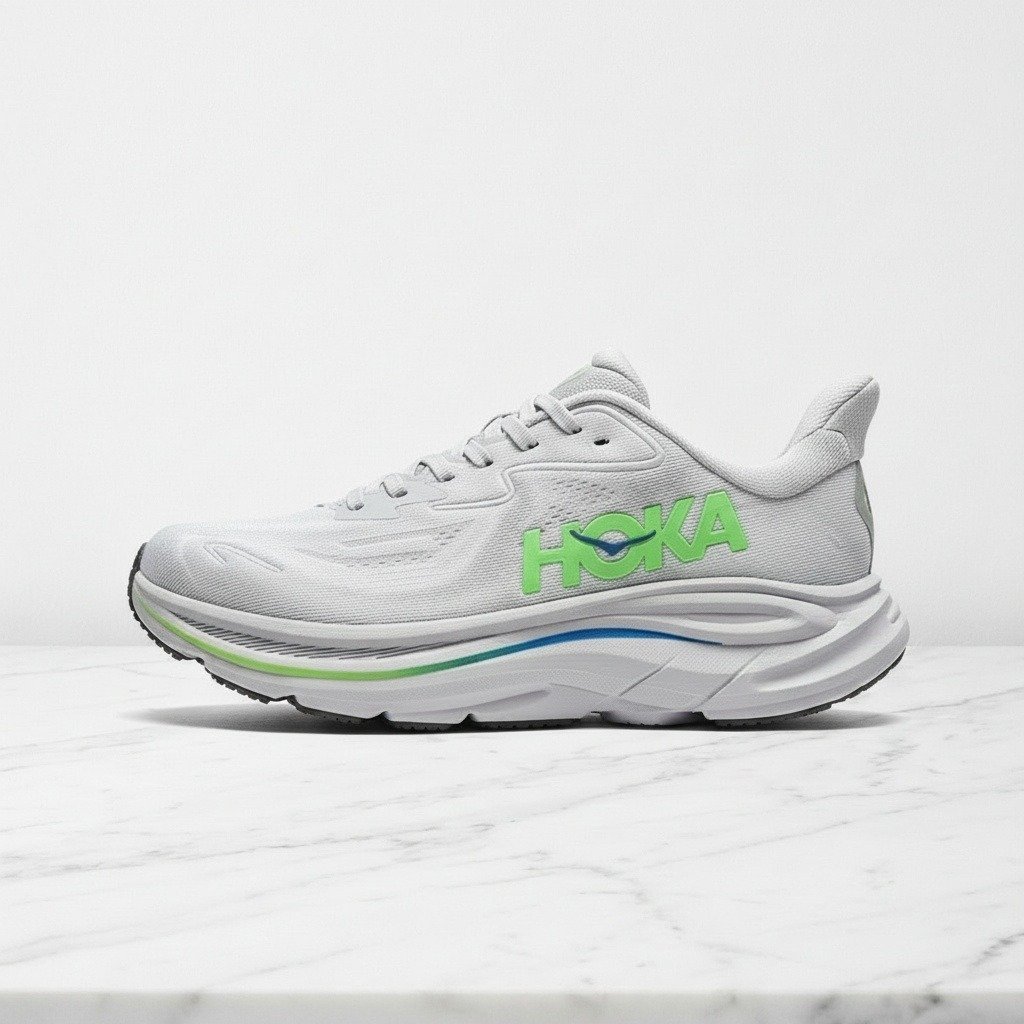 Buty sportowe Hoka Clifton 10 dla mężczyzn, szaro-zielone, lekkie i wygodne na co dzień, oddychająca cholewka, 1162030-AYNN