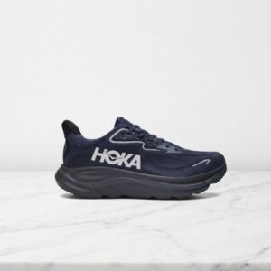 Buty do biegania Hoka Clifton 10 dla mężczyzn, granatowo czarne, wygodna dzianina na cały dzień, amortyzacja i MetaRocker, 1162030-VCK