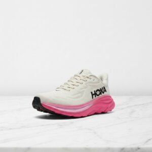 Na co dzień i na dłużej, sneakersy damskie Hoka Clifton 10, Alabaster Neon Dragonfruit, różowo-białe 1162031-AND
