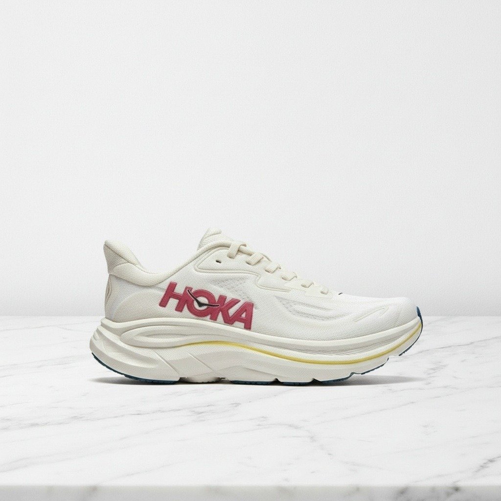 Hoka Clifton 10, damskie sneakersy beżowo-białe, wygodne na co dzień, lekka amortyzacja, oddychająca siatka, Birch Alabaster 1162031-BHLB