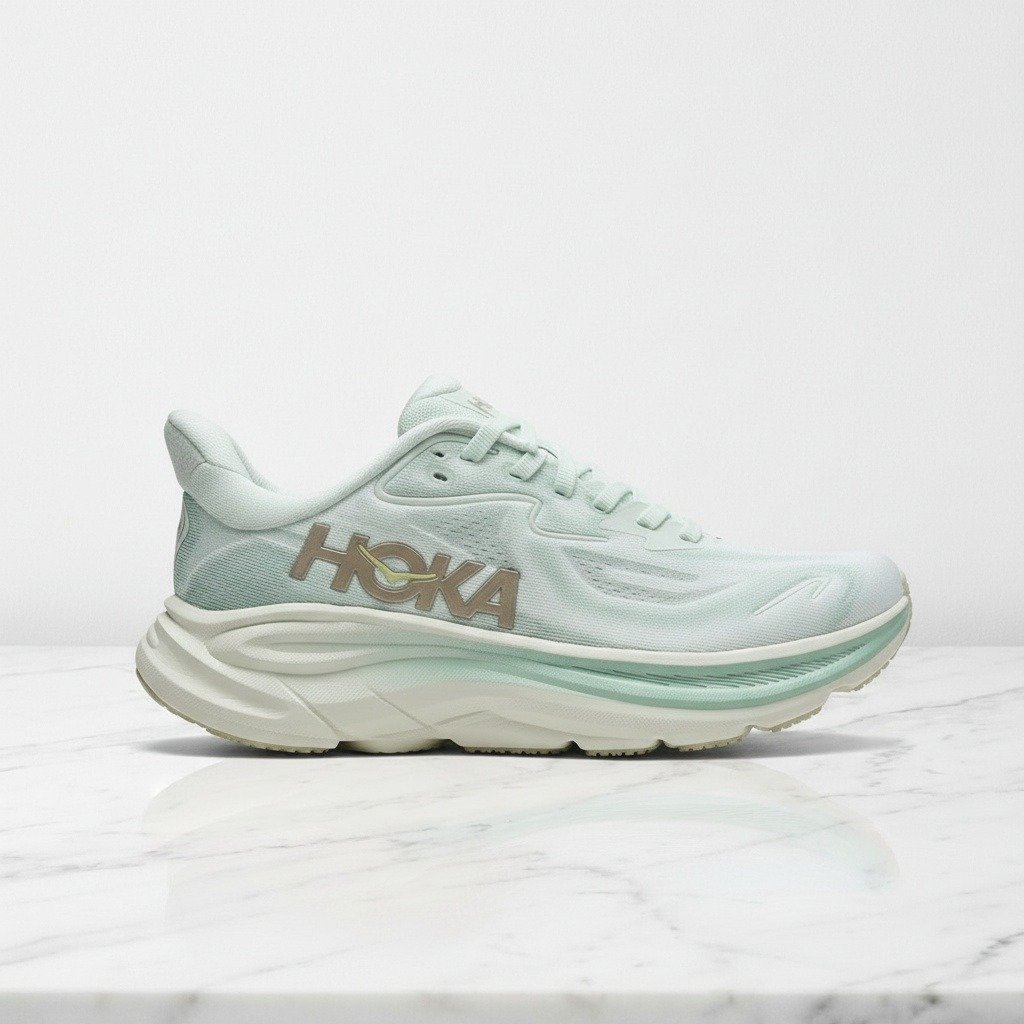 Buty damskie Hoka Clifton 10 na co dzień, miętowe Sea Glass/Jadeite, wygodne sneakersy tekstylne 1162031-SJD
