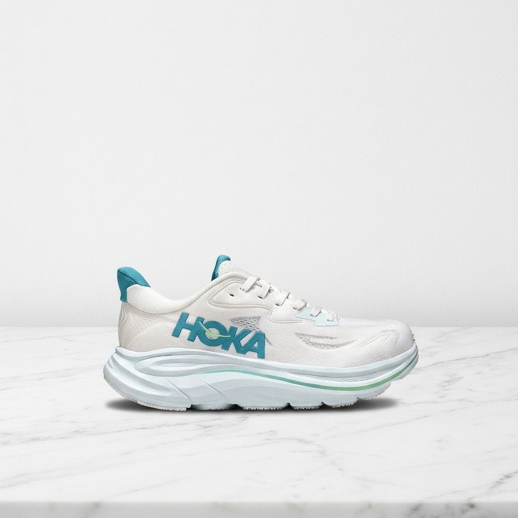 Buty sportowe damskie Hoka Clifton 10, kolor biało błękitny, wygodne na co dzień, oddychająca dzianina, lekkie 1162031-WTCL