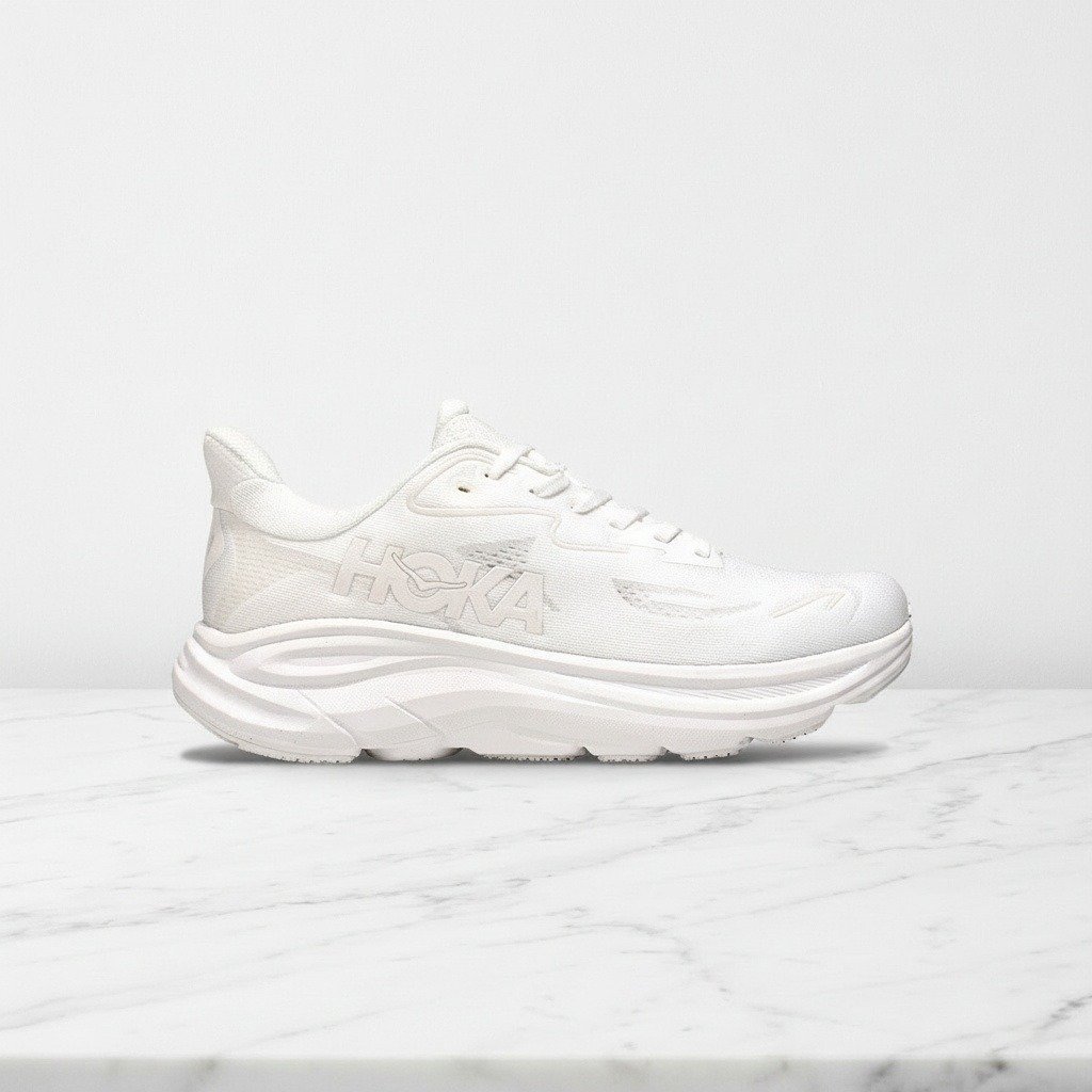 Buty sportowe damskie Hoka Clifton 10 White White, białe, lekkie i wygodne na co dzień, dzianina jacquard, 1162031-WWH