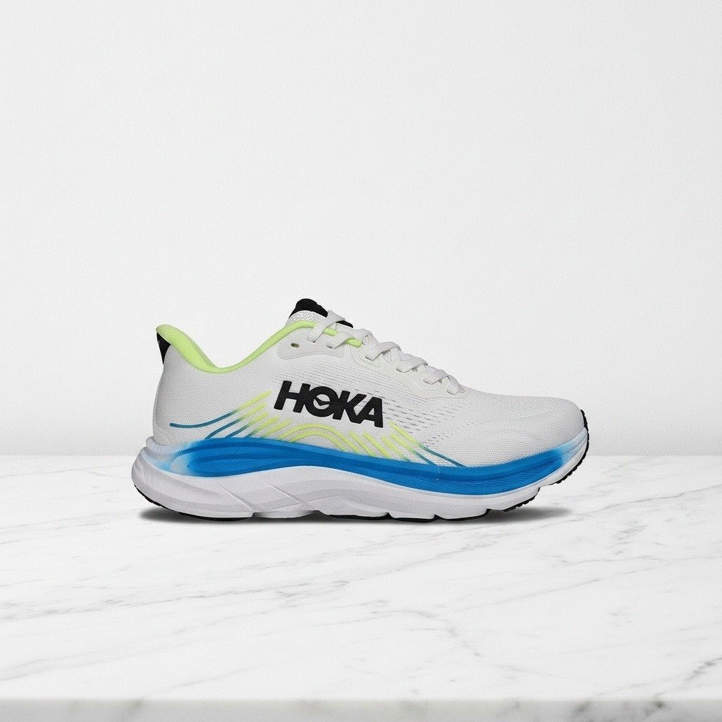 Buty do biegania Hoka Clifton 11 dla mężczyzn, wygodne na cały dzień, biało błękitne, lekka amortyzacja 1176572-FLCK