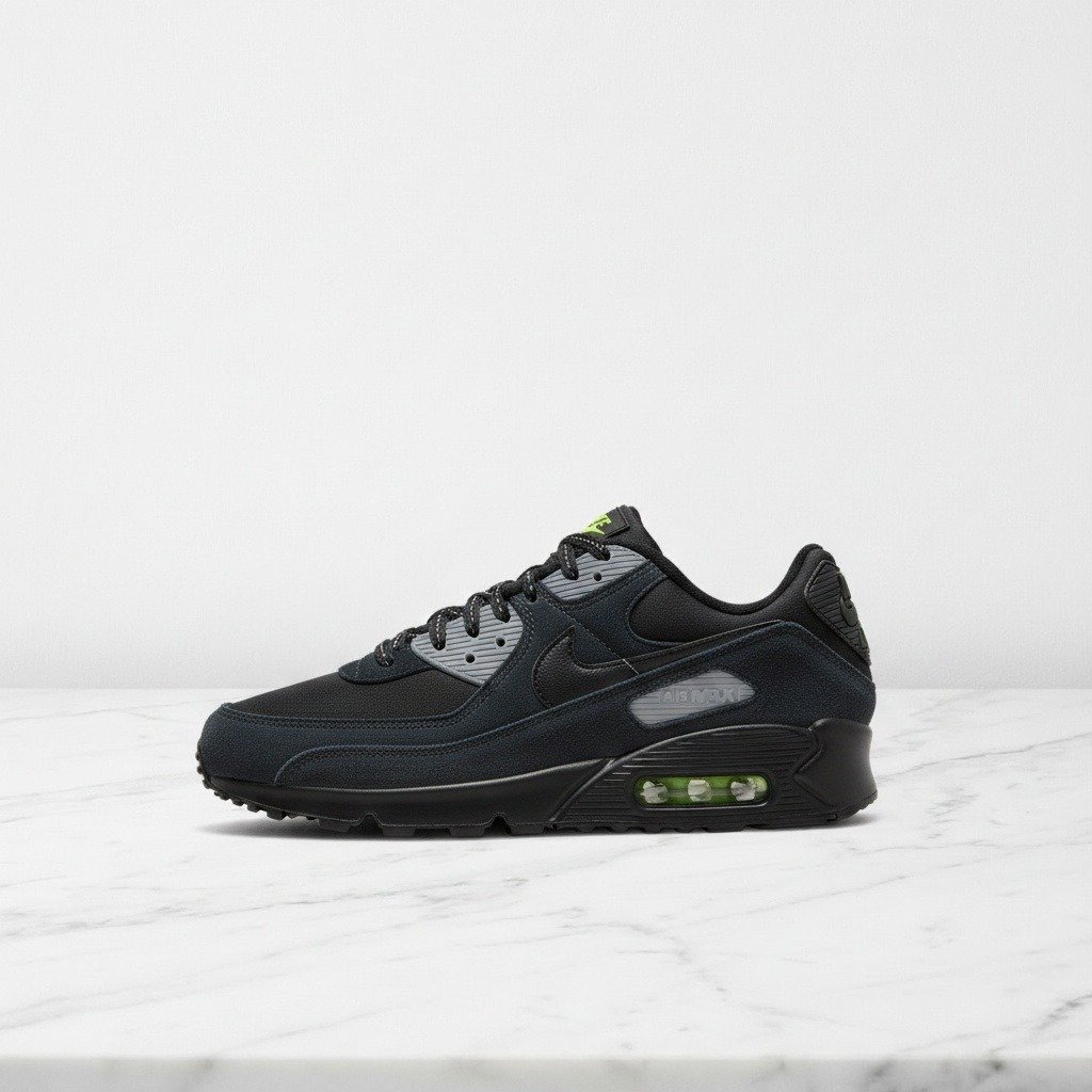Buty Nike Air Max 90, Black Volt, unisex, wygodne na co dzień, zamsz i siatka FQ2377-001