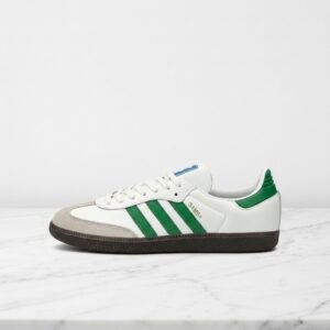 Buty Adidas Samba OG dla niego i dla niej, biało-zielone, skóra naturalna, wygodne na co dzień, IG1024
