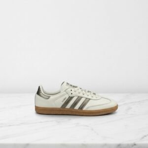 Buty Adidas Samba OG na co dzień, biało srebrne, skórzane, wygodne sneakersy unisex do wielu stylizacji IG1964