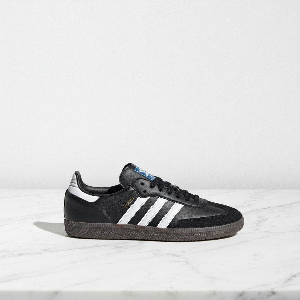 Adidasy Samba OG od adidas w kolorze czarno białym z gumą, wygodne sneakersy unisex na co dzień, skóra i zamsz IG9031