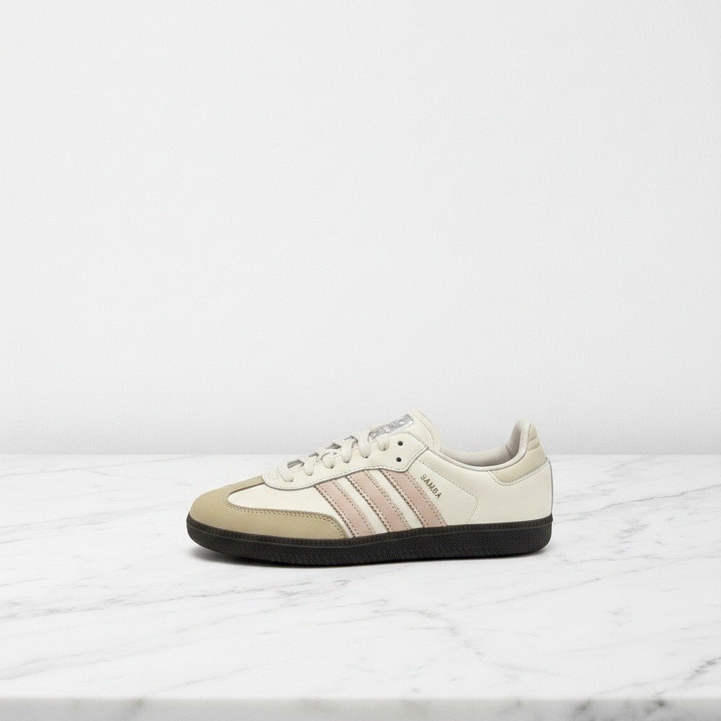 Adidas Samba OG Wonder Quartz, wygodne sneakersy damskie na codzień, biało-różowe, skórzana cholewka IH2751