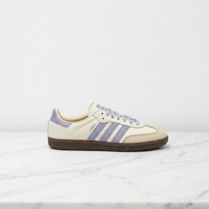 Buty damskie Adidas Samba OG w kremowo fioletowym kolorze, skórzane sneakersy na co dzień, wygodne i stylowe, JI2678