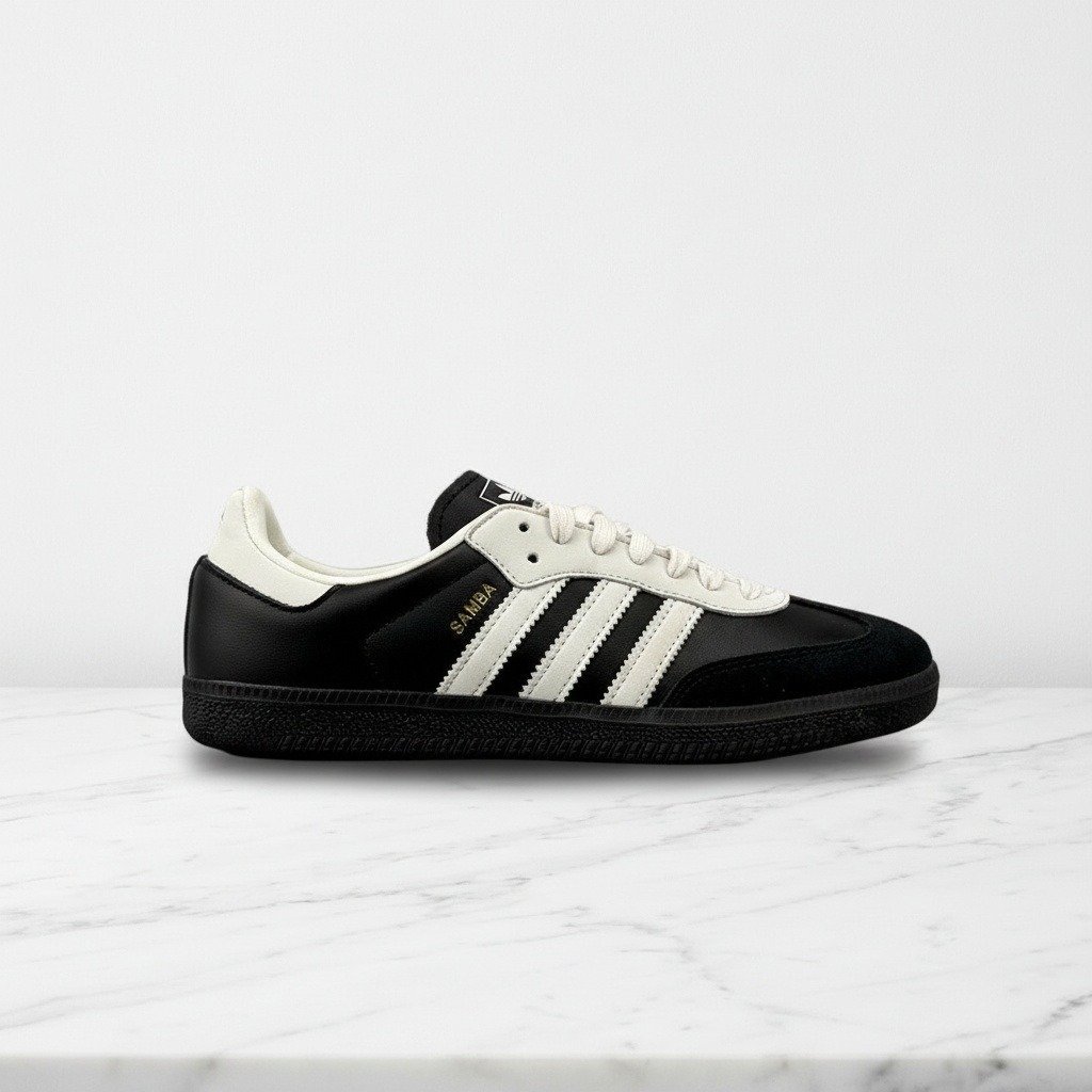 Na co dzień świetnie sprawdzą się te sneakersy Adidas Samba OG 75th Anniversary Pack Black, skóra, wygodne, unisex, czarno białe JP5282