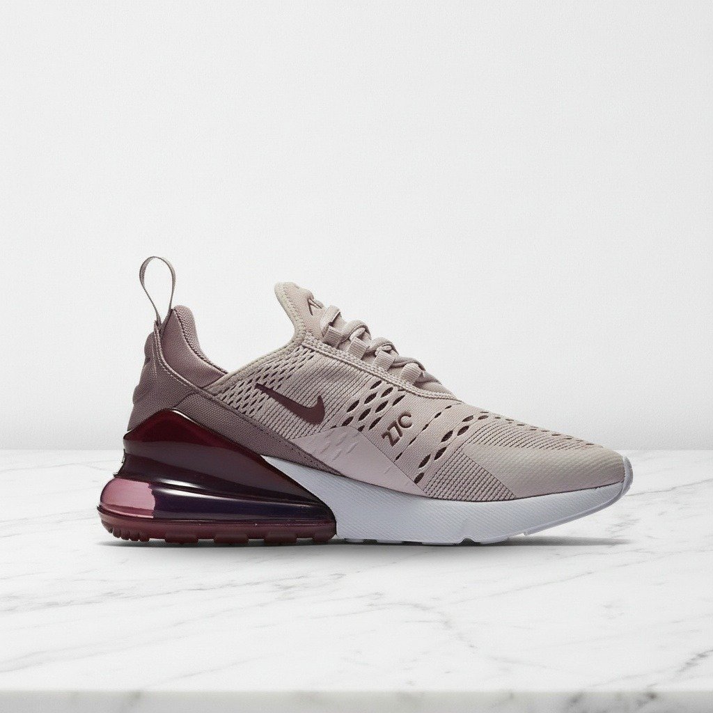 Nike Air Max 270 Barely Rose, wygodne sneakersy damskie na co dzień, różowo bordowe, siatka i syntetyk AH6789-601