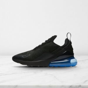 Nike Air Max 270, kolor czarny z niebieskim, buty unisex na co dzień, lekkie i przewiewne, idealne do codziennych stylizacji AH8050-009