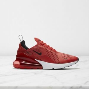 Nike Air Max 270 Habanero Red, wygodne sneakersy unisex na co dzień, czerwono-czarne, poduszka powietrzna w pięcie AH8050-601