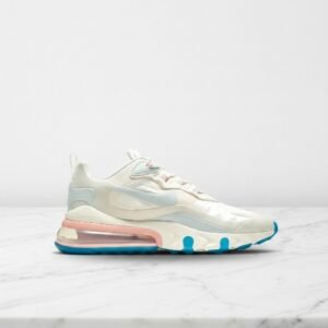 Nike Air Max 270 React na codzień, wygodne sneakersy unisex, biało niebieskie, kolorystyka Summit White, AO4971-100