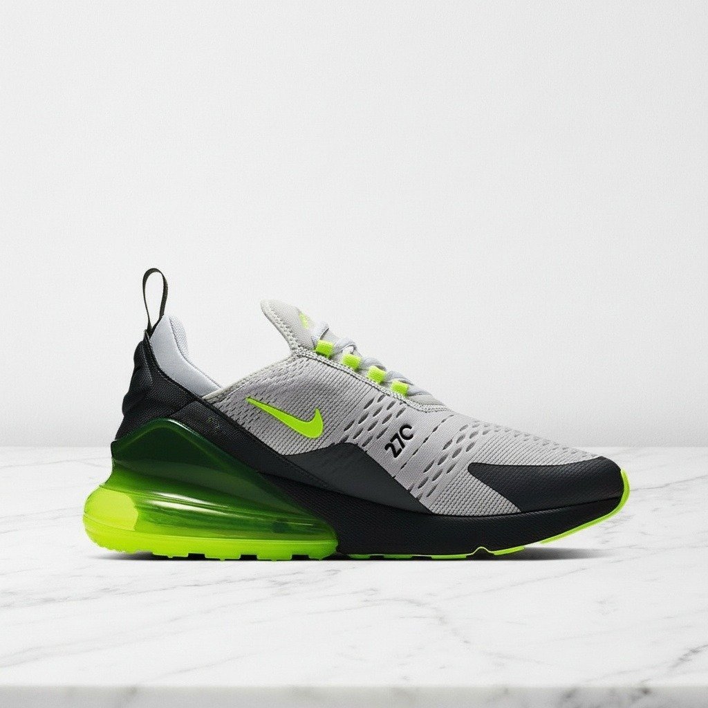 Buty męskie Nike Air Max 270 Platinum Volt na co dzień, wygodna amortyzacja Max Air, szaro czarne CJ0550-001