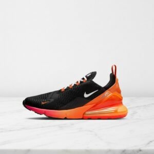 Nike Air Max 270 San Francisco Giants, wygodne sneakersy na co dzień, unisex, czarno pomarańczowe, siatka, syntetyk, HQ8000-001
