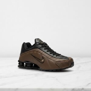 Nike Shox R4 dla ciebie na co dzień, sneakersy unisex, brązowo-czarne, wygodna amortyzacja w pięcie, AR3565-007