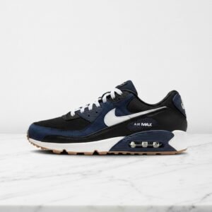 Buty Nike Air Max 90 Midnight Navy Gum na co dzień, unisex, wygodne sneakersy granatowe z gumową podeszwą, FB9658-400