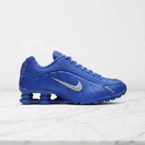 Nike Shox R4 dla ciebie, niebieskie sneakersy unisex na co dzień, wygodna amortyzacja Shox, siatka i syntetyk HJ7303-445