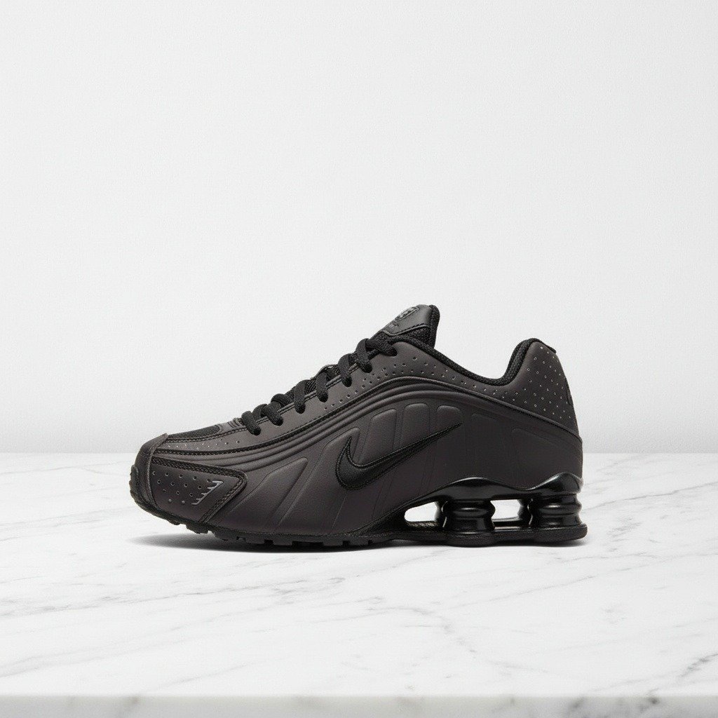Nike Shox R4 na co dzień, wygodne sneakersy unisex, kolor czarny z grafitem, amortyzacja w pięcie, pasują do wielu stylizacji, HQ1988-001