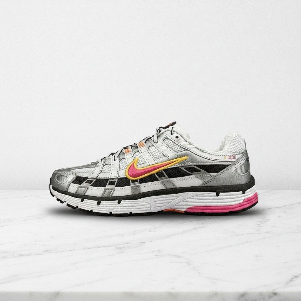 Nike P-6000 na co dzień, sneakersy unisex, srebrno-różowe, wygodna siatka i guma, BV1021-100