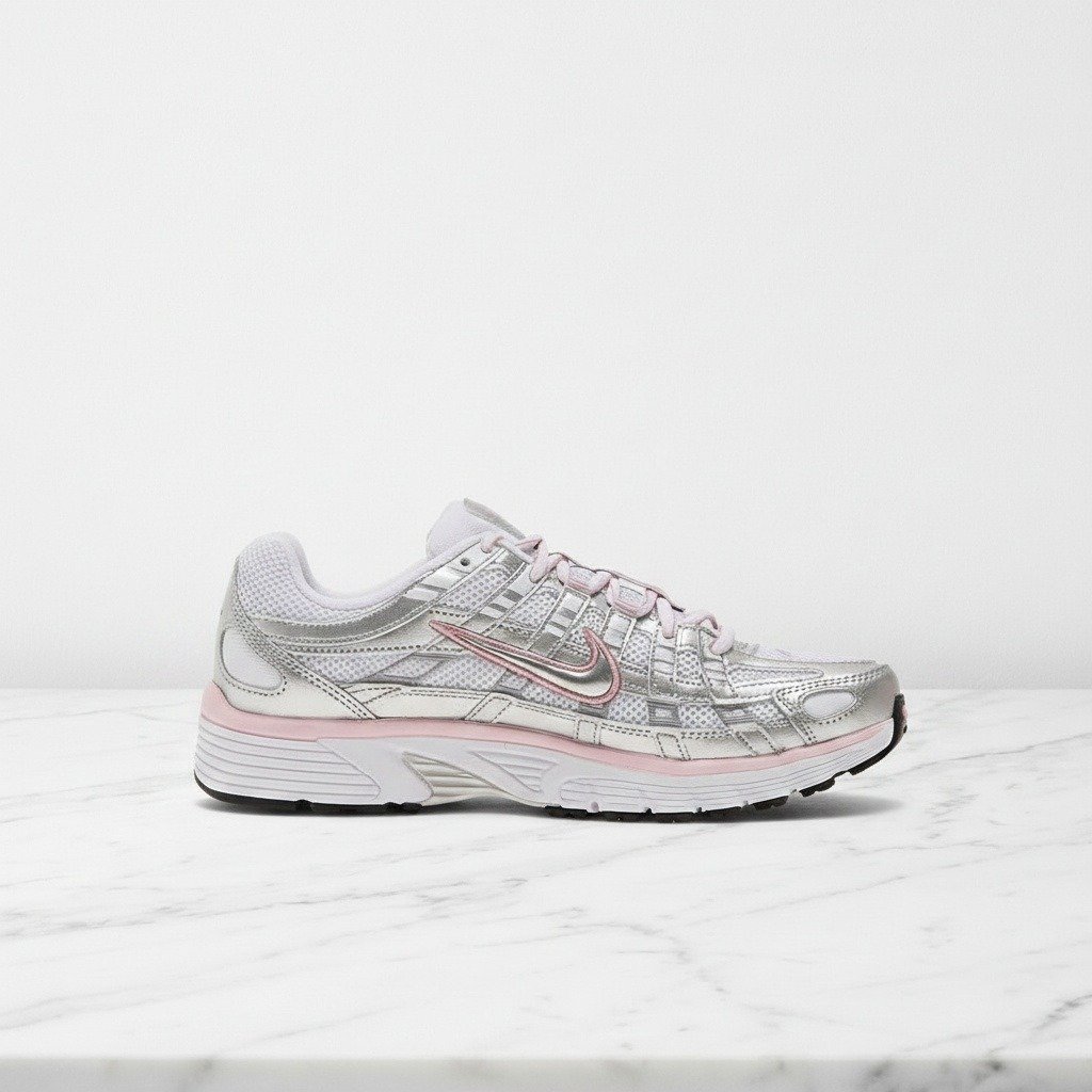 Buty sportowe damskie Nike P-6000 White Elemental Pink, wygodne na co dzień, srebrne z różem, BV1021-108