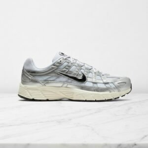 Buty Nike P-6000 White Metallic Silver Flat Silver Black, srebrne sneakersy unisex na co dzień, CD6404-105