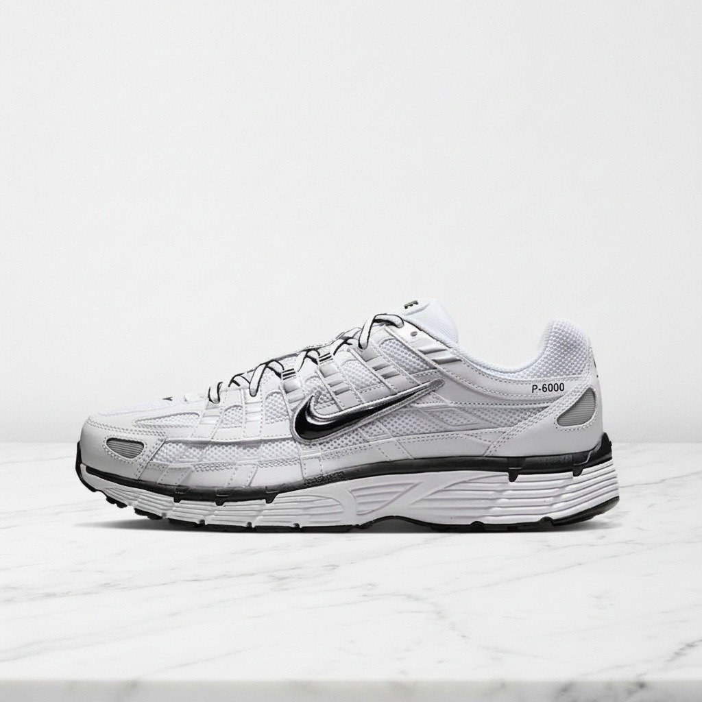 Nike P-6000, sneakersy unisex w kolorze biel srebrny, wygodne na co dzień, siatka i syntetyk, IX6221-101