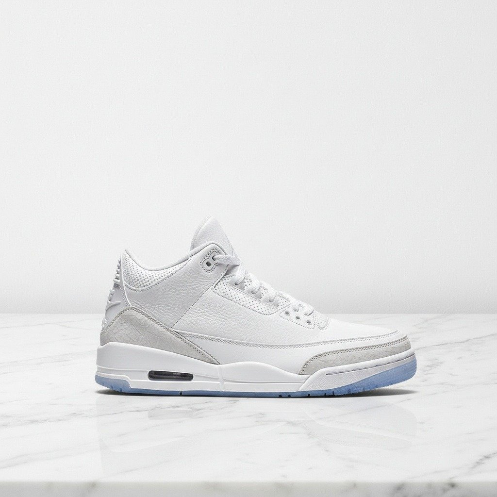 Buty Air Jordan 3 Pure White na co dzień, unisex, biała skóra, wygodne sneakersy do wielu stylizacji, 136064-111