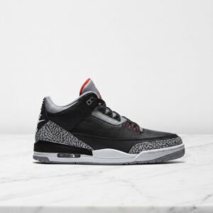 Buty Air Jordan 3 Black Cement dla faceta, wygodne sneakersy na co dzień, skórzane, czarno szare, 854262-001
