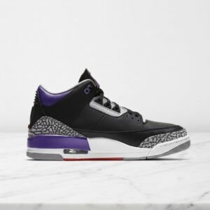 Buty Air Jordan 3 Retro Court Purple na co dzień, męskie sneakersy w czerni i fiolecie, wygodna amortyzacja Air, wysoka cholewka CT8532-050