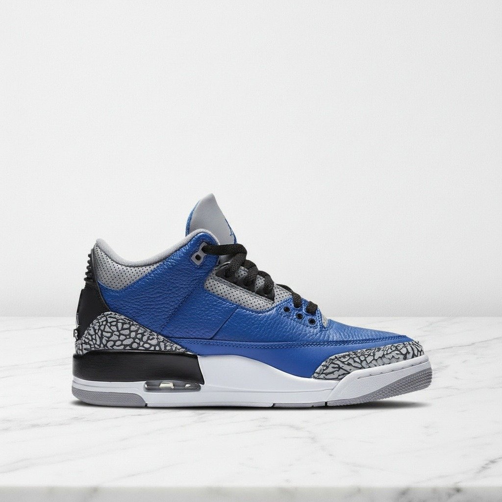 Buty Air Jordan 3 Retro Blue Cement, wygodne na co dzień, niebiesko szare, unisex CT8532-400