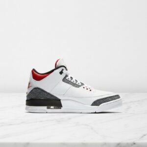Buty Air Jordan 3 SE Denim na co dzień, unisex, biało czerwone, wygodna amortyzacja Air, skórzana cholewka, CZ6431-100