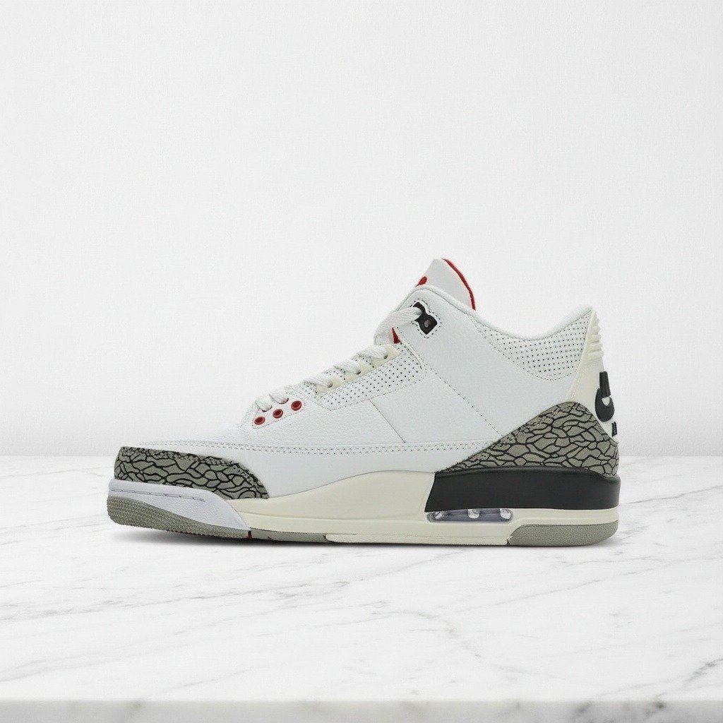 Buty Air Jordan 3 White Cement Reimagined na co dzień, unisex, biało-szare, wygodna amortyzacja Nike Air, DN3707-100