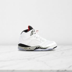 Buty Air Jordan 5 Retro White Cement, unisex, wygodne na co dzień, skórzana cholewka, refleksyjny język 3M, 136027-104
