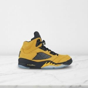 Buty sportowe Air Jordan 5 Michigan, wygodne na co dzień, oddychająca siatka, kolor żółty i granatowy, unisex, CQ9541-704