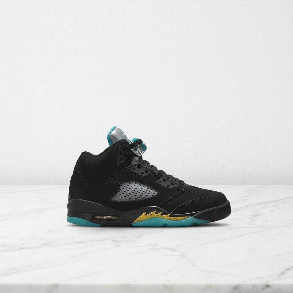 Buty męskie Air Jordan 5 Retro Aqua, czarno turkusowe, nubukowe sneakersy na co dzień, wygodna amortyzacja Air DD0587-047
