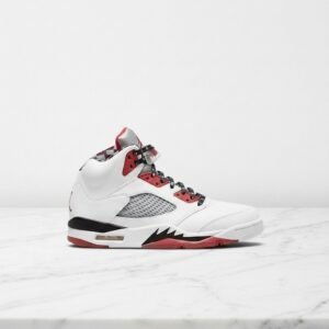 Buty męskie Air Jordan 5 Quai 54, biało-czerwone, wygodne sneakersy na co dzień, afrykański wzór na wkładce, DJ7903-106