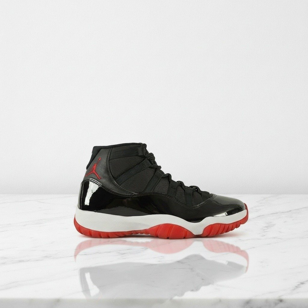 Buty Air Jordan 11 Bred unisex na codzień, czarno-czerwone, skóra, wygodna amortyzacja 378037-061