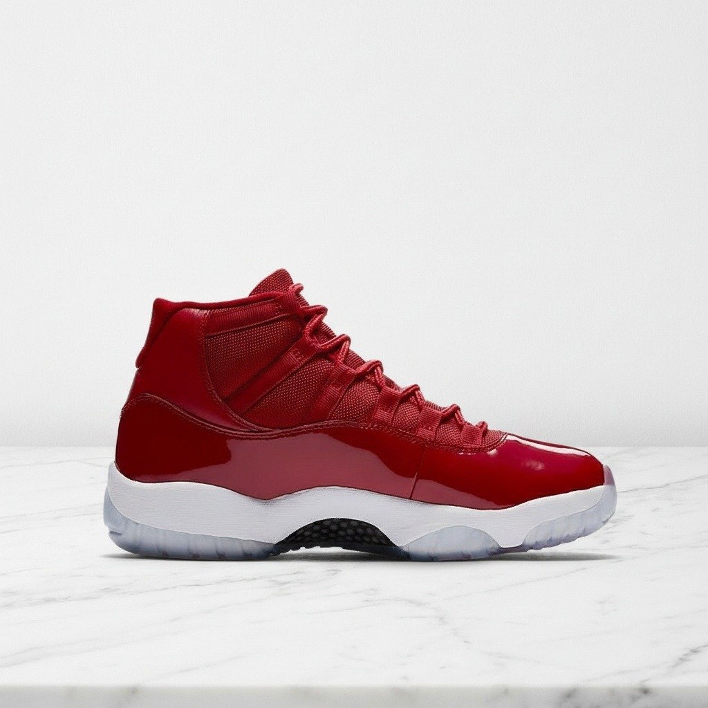 Buty Air Jordan 11 Gym Red na co dzień, wygodne sneakersy unisex, skórzana cholewka, czerwono-białe, 378037-623
